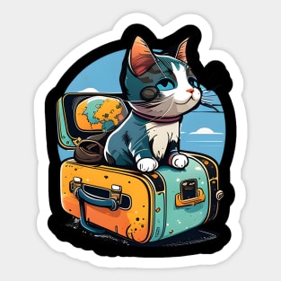 The Travelling Cats - Colorful Cat Travel In The World Sticker